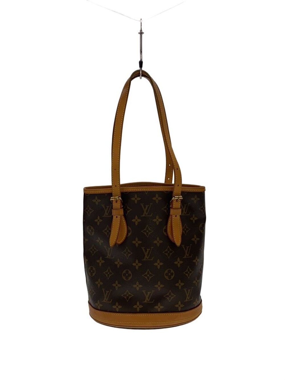 LOUIS VUITTON Shoulder Bag Leather Brown All over Bucket